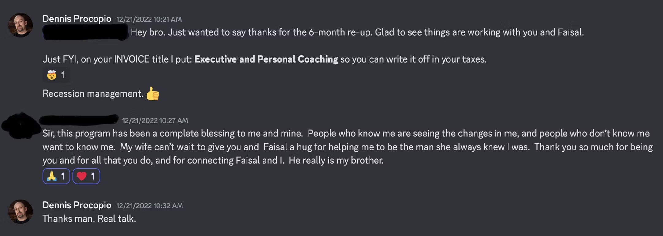 Client testimonial