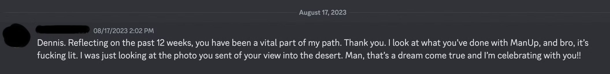 Client testimonial