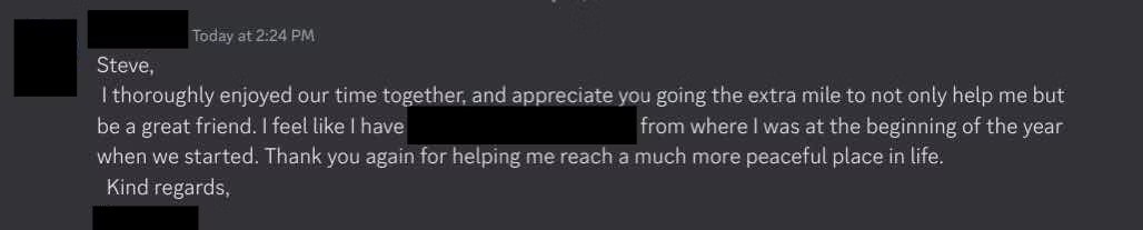 Client testimonial